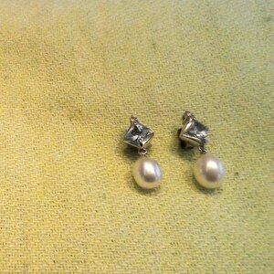 Pearl & Topaz Earrings with Diamond Accent in 14k Gold